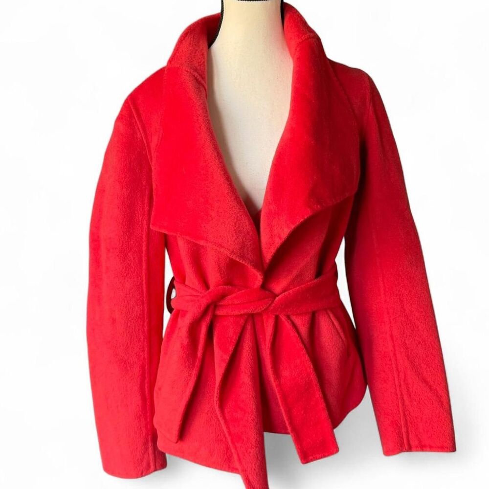 etcetera Women's Red wool belted coat, size 2/small - Picture 3 of 8